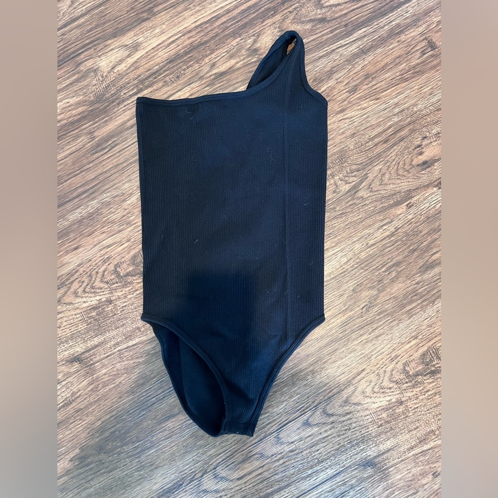 Black One Shoulder Bodysuit